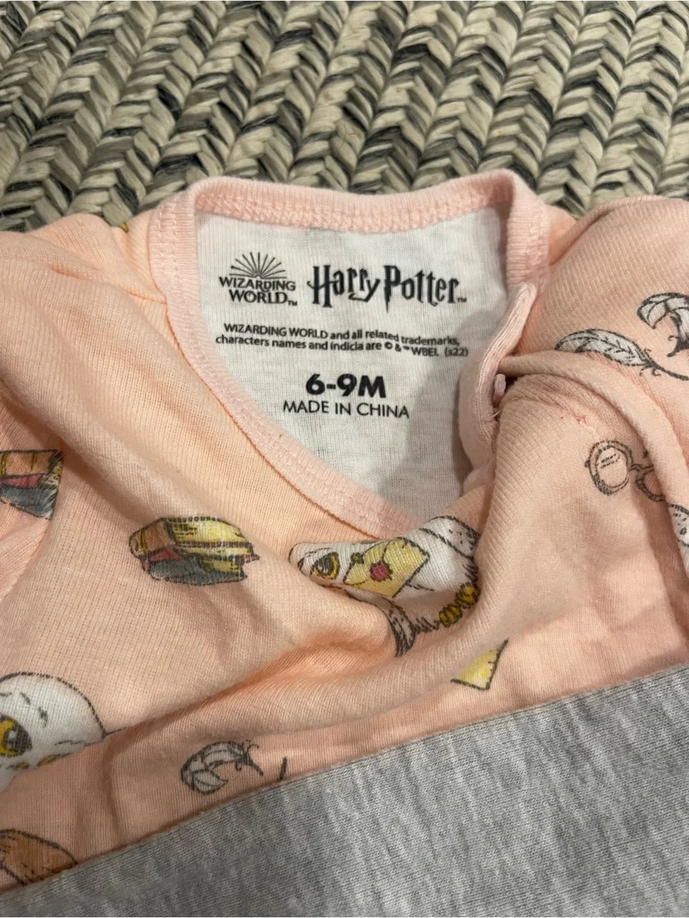 Warner Bros. Gray and Pink Kids One-Piece Footed Pajama Set